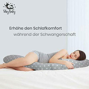 Cuscino Gravidanza per dormire Cuscini Allattamento Grigio con stelle bianche