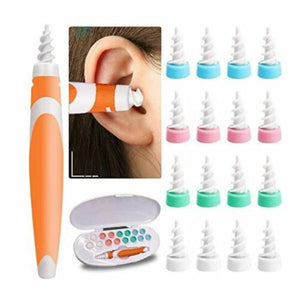 Pulitore per orecchie con spirale in silicone + 16 testine di ricambio lavabili