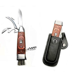 LAGUIOLE Coltello da funghi, con custodia in pelle, nera. multifunzioni 20cm