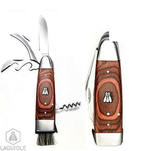 LAGUIOLE Coltello da funghi, con custodia in pelle, nera. multifunzioni 20cm