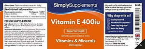 Vitamina E 400 UI - 240 capsule - 8 mesi di trattamento - SimplySupplements
