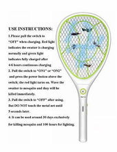 Carica l&#39;immagine nel visualizzatore di Gallery, Night Cat Elettrico Zanzara Volare Swatter Zapper Racchetta, Insetti Verde