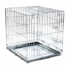 Carica l'immagine nel visualizzatore di Gallery, Gabbia in metallo pieghevole per cani, Portiera Doppia, 91 cm