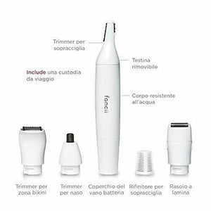 Fancii Rasoio Elettrico Donna Flawless per Viso e Corpo, Rifinitore Indolore...