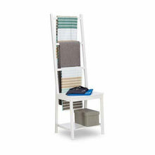 Carica l'immagine nel visualizzatore di Gallery, Relaxdays 10020925 Sedia con Portasciugamani da Bagno, Bambù, Bianca, HxLxP:...
