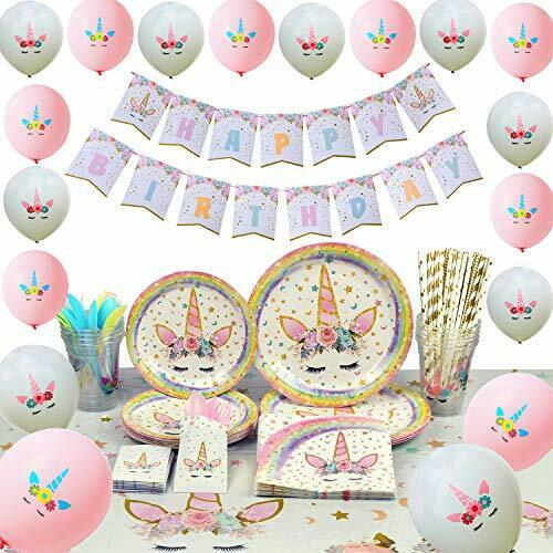 WERNNSAI Set di Articoli per Feste Unicorno - Decorazione Rainbow
