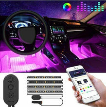 Carica l&#39;immagine nel visualizzatore di Gallery, Striscia LED per illuminazione interni auto, 48 LED multicolore Gestibile App