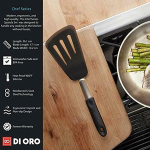 di Oro - Serie Chef - Set spatole in Silicone e Acciaio 3 Pezzi